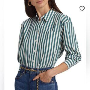 VERONICA BEARD Maia Striped Crop Shirt